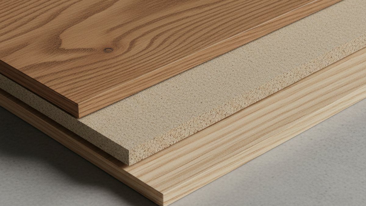 Mặt cắt ngang của tấm sàn gỗ kỹ thuật nhiều lớp