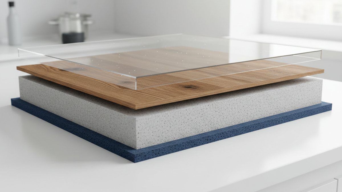 Hình ảnh cắt ngang cấu tạo sàn nhựa SPC