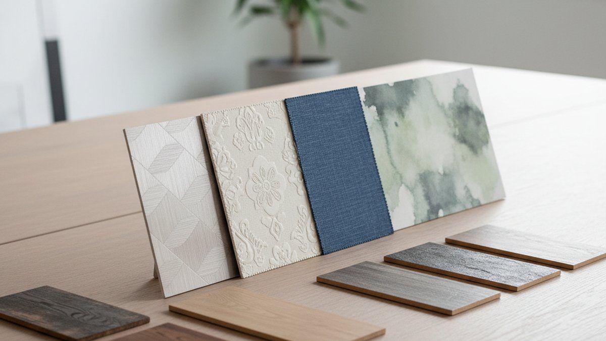 Mẫu giấy dán tường, sàn gỗ, sàn nhựa với chất liệu khác nhau