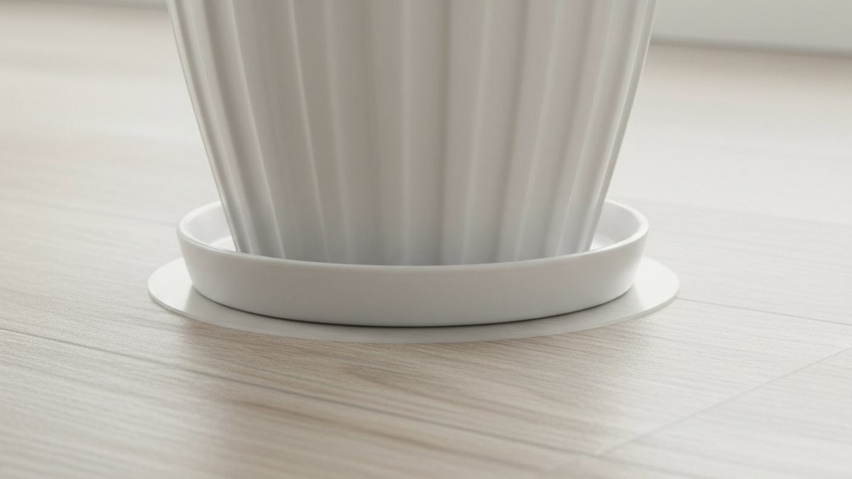 Chậu cây có đĩa lót bảo vệ sàn gỗ khỏi nước