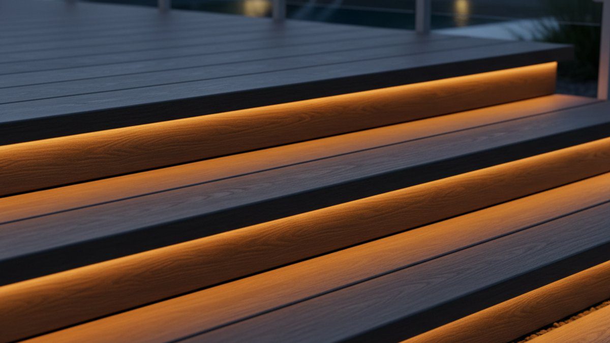 Đèn LED tích hợp vào sàn gỗ nhựa WPC