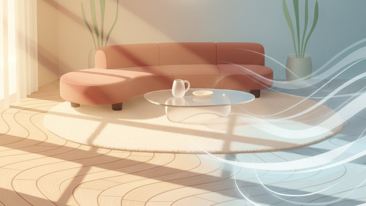 Minh họa sàn nhà điều hòa nhiệt độ, ấm áp mùa đông mát mẻ mùa hè