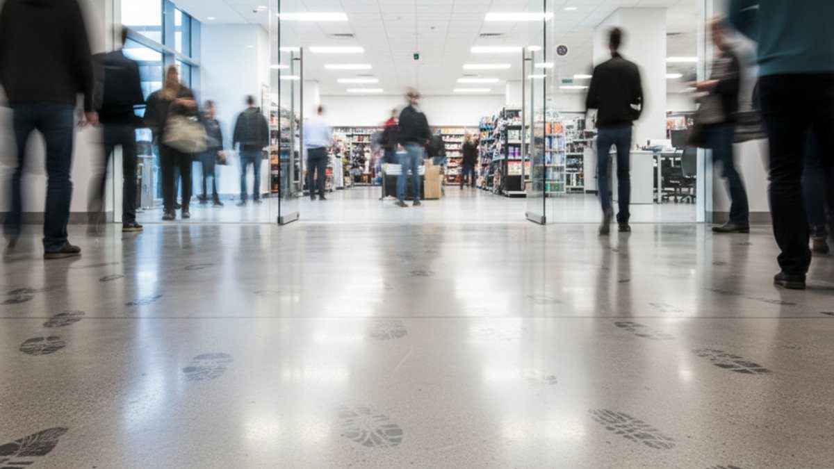 Hành lang văn phòng đông người đi lại