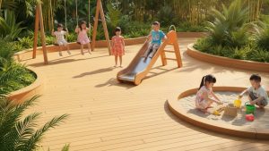 Trẻ em vui chơi trên sàn gỗ nhựa WPC ngoài trời