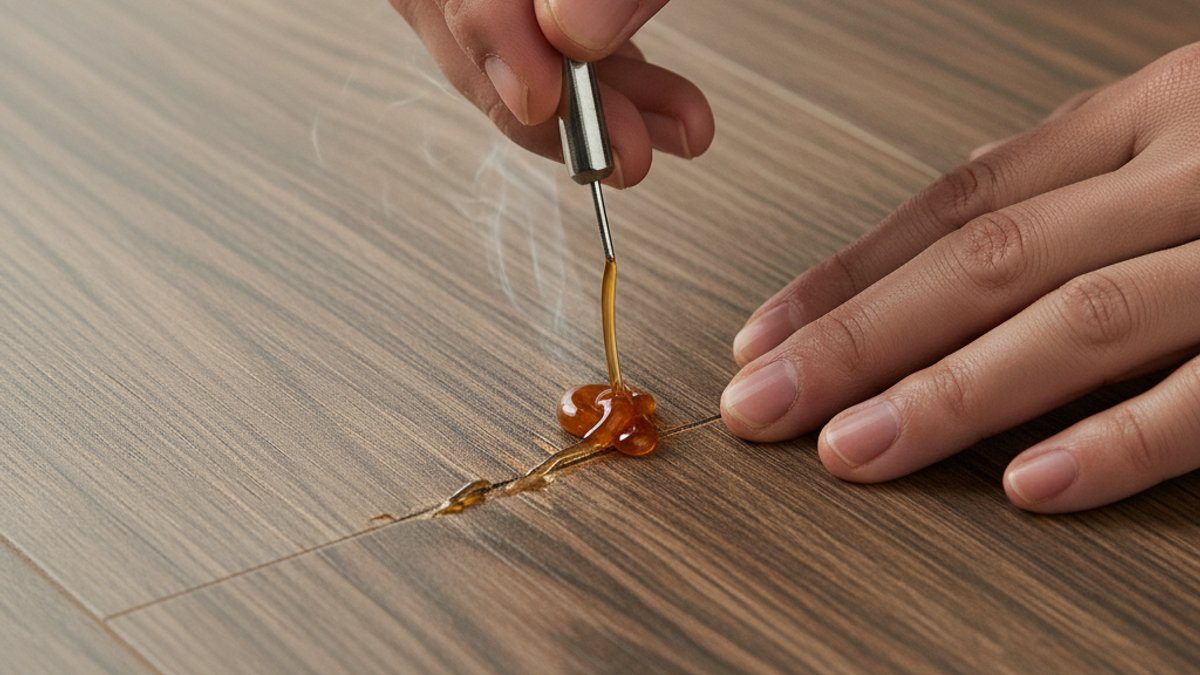Sử dụng sáp nóng chảy để lấp đầy vết xước sàn gỗ