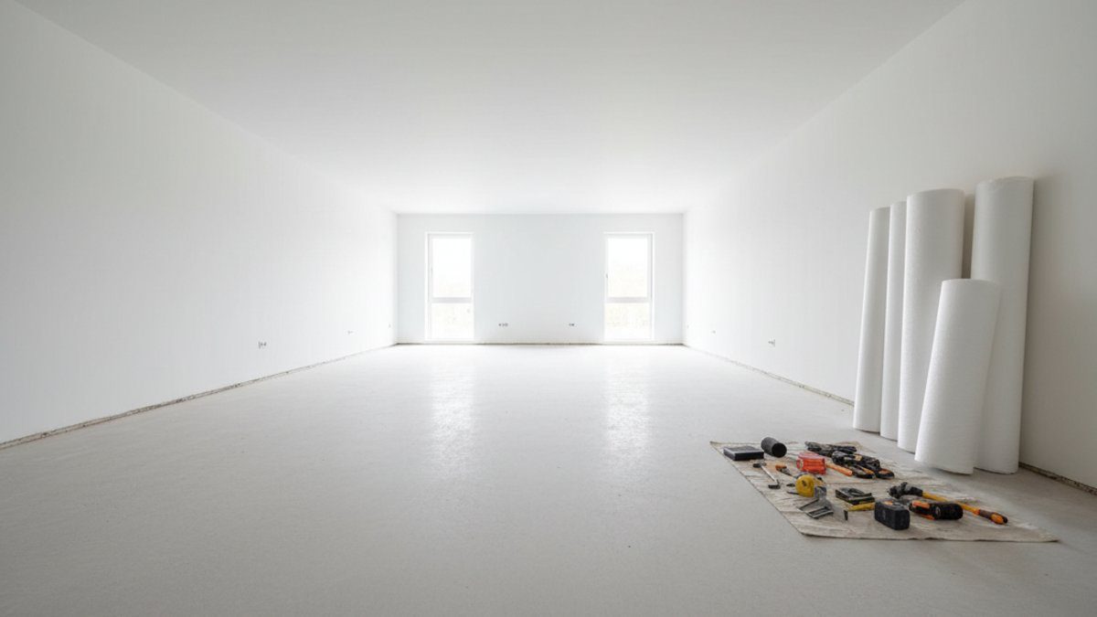 Mặt bằng sàn nhà được chuẩn bị kỹ lưỡng trước khi thi công