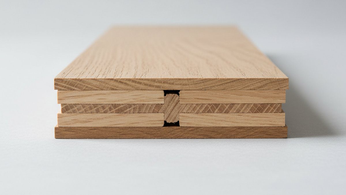 Cấu tạo sàn gỗ kỹ thuật (engineered wood) với nhiều lớp