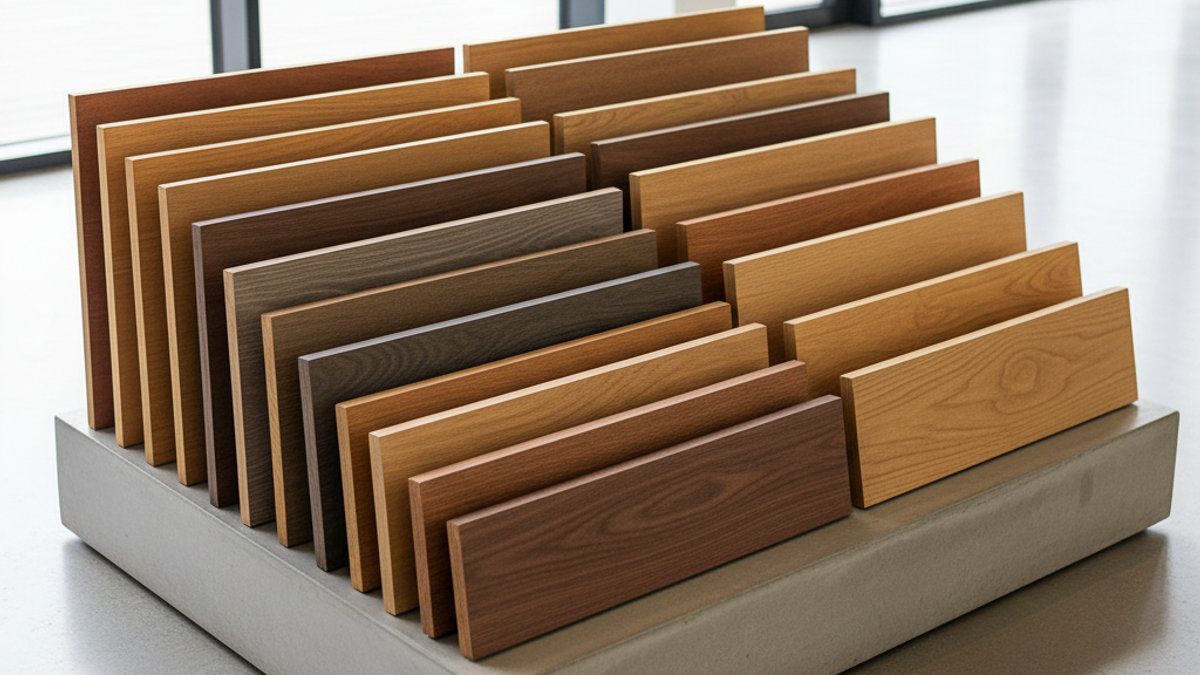 Các mẫu gỗ nhựa WPC với màu sắc và vân khác nhau