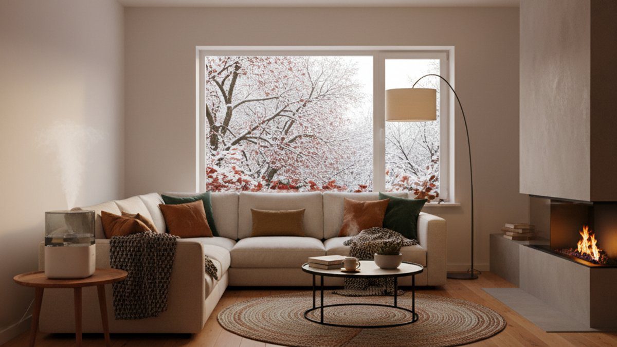 Máy tạo ẩm hoạt động trong phòng có sàn gỗ