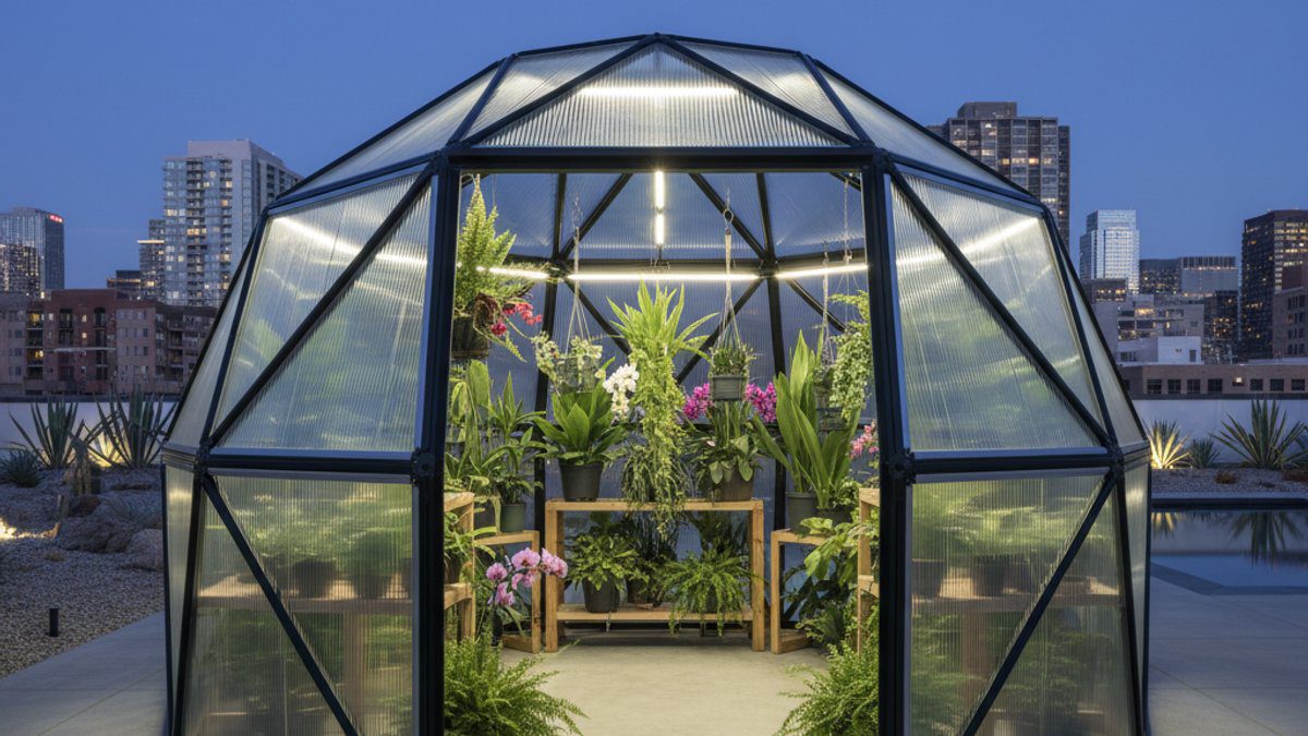 Nhà kính nhỏ bằng polycarbonate trồng cây