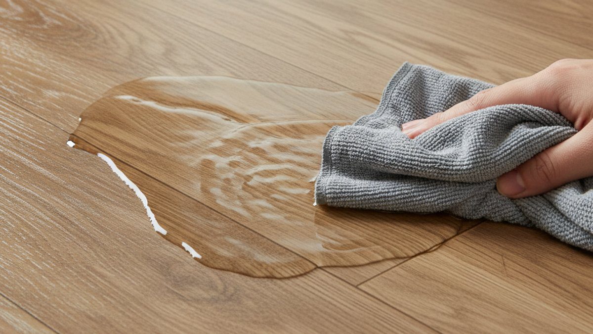 Nước tràn trên sàn gỗ công nghiệp, nguy cơ thấm vào khe ván