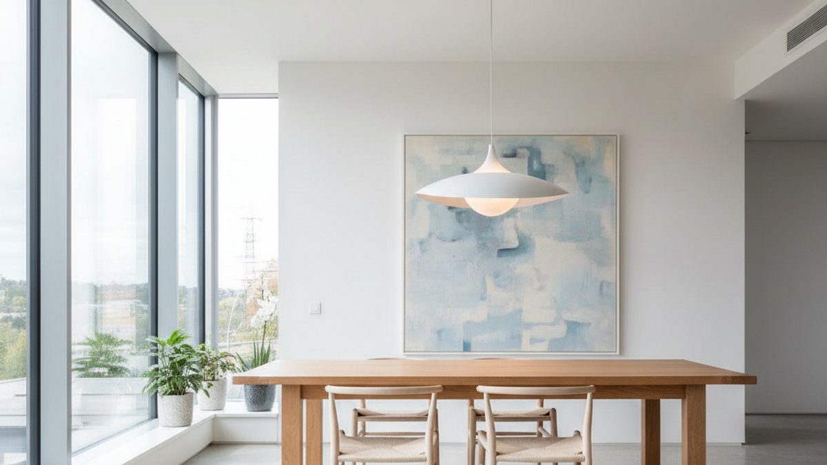 Phòng ăn tối giản ánh sáng tự nhiên
