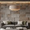 Tường gỗ xi măng hiệu ứng bê tông mài trong phòng khách hiện đại