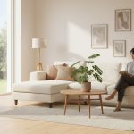 Phòng khách hiện đại sàn gỗ công nghiệp tự lắp đặt