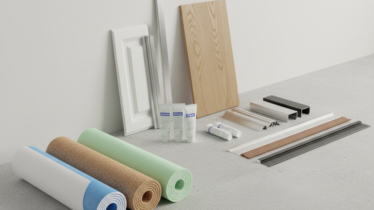 Các loại phụ kiện sàn gỗ như xốp lót, phào chỉ, nẹp