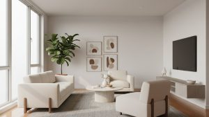 Phòng khách hiện đại với sàn gỗ tự nhiên ấm áp