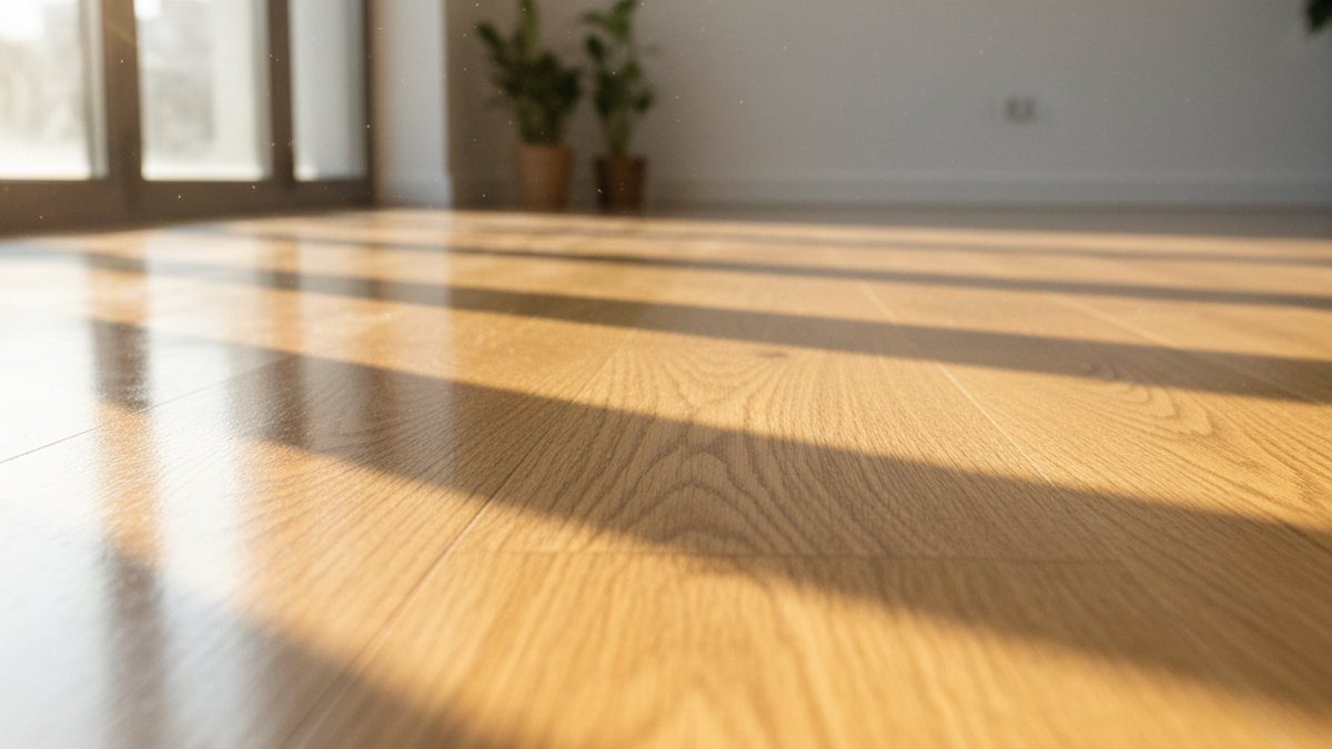 Sàn gỗ tự nhiên bóng loáng, sạch đẹp sau khi chăm sóc