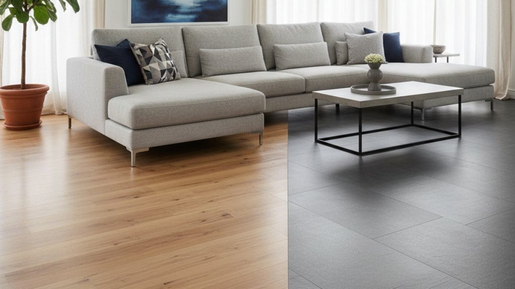 Sàn gỗ công nghiệp và sàn nhựa trong không gian sống hiện đại
