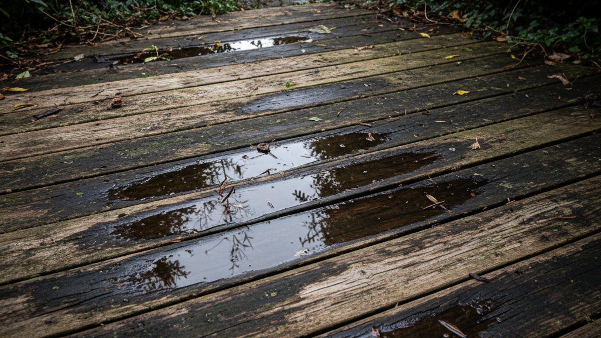 Sàn gỗ tự nhiên bị mục nát, bạc màu ngoài trời