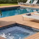 Khu vực hồ bơi và spa ngoài trời lát sàn gỗ nhựa WPC