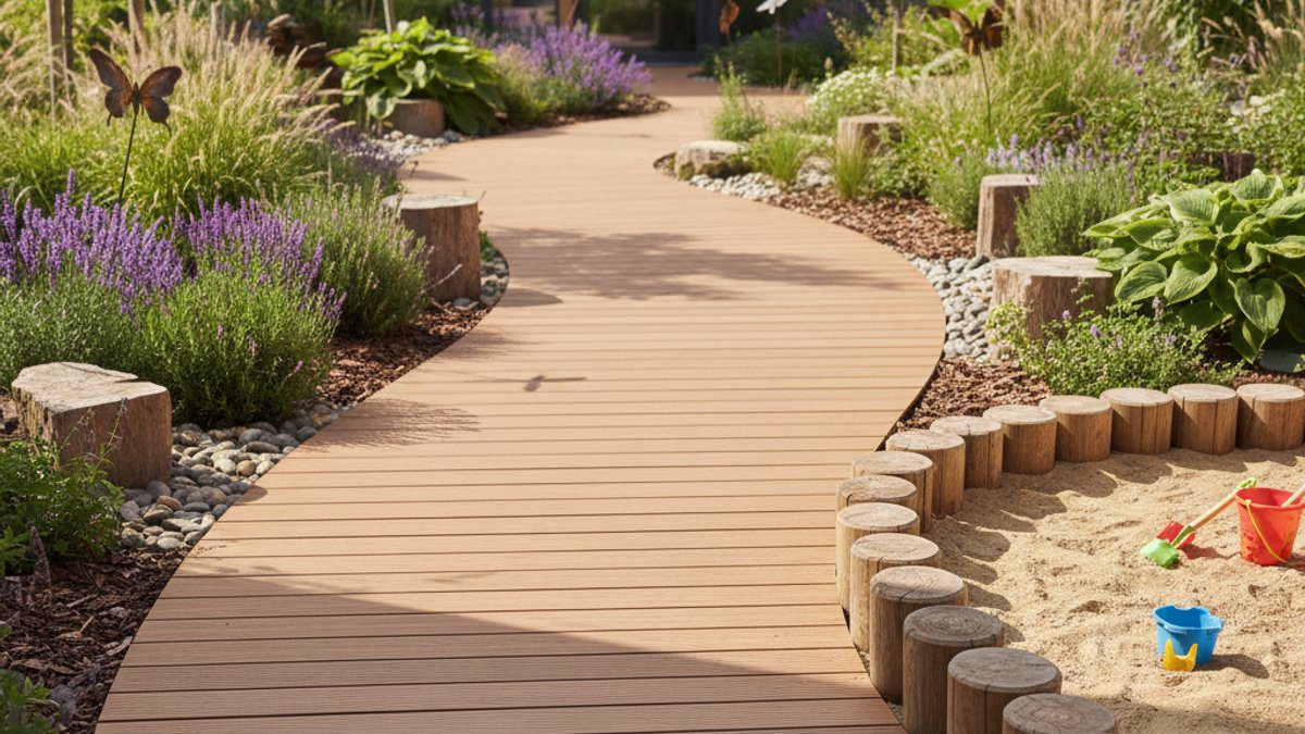 Sàn gỗ nhựa WPC trong vườn giác quan