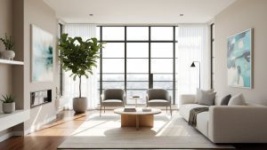 Sàn gỗ phòng khách hiện đại, phong thủy tốt