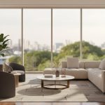 Phòng khách hiện đại với sàn gỗ tự nhiên màu ấm