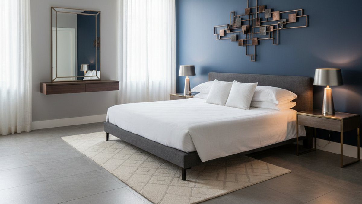 Sàn nhựa giả đá phối tông Xám Xanh Navy