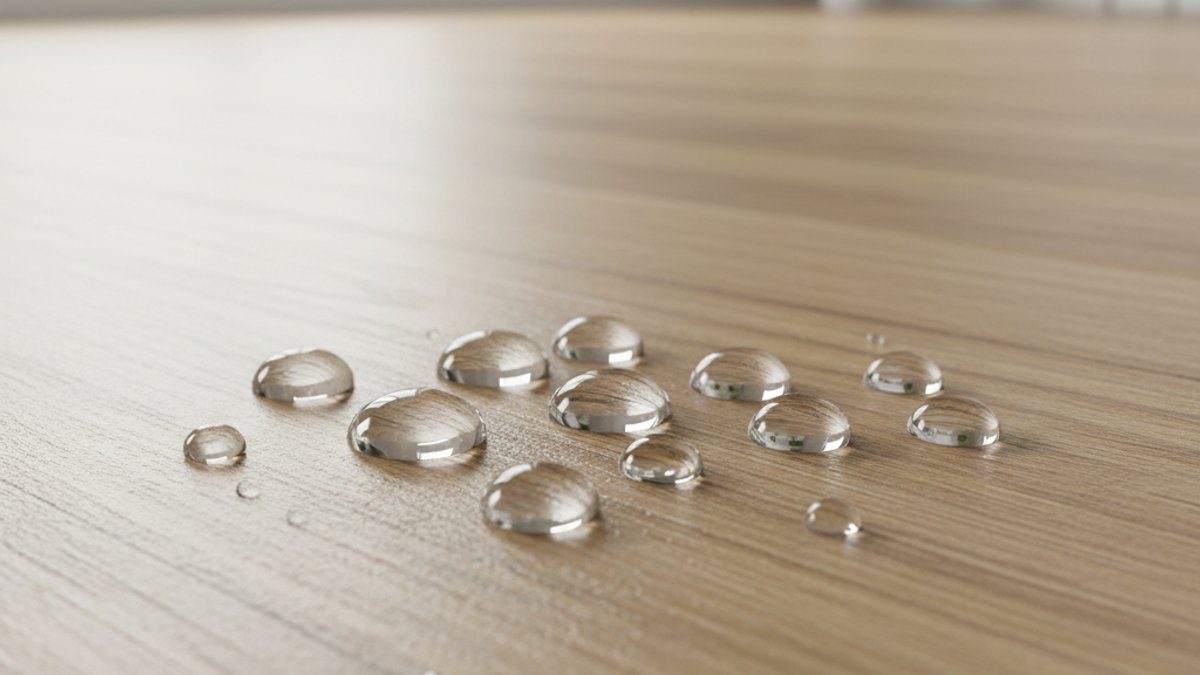 Giọt nước trên sàn nhựa giả gỗ