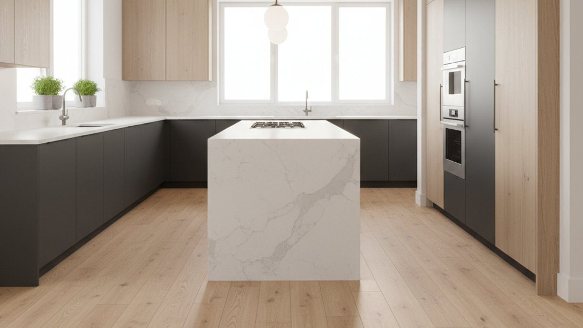 Sàn nhựa giả gỗ trong bếp