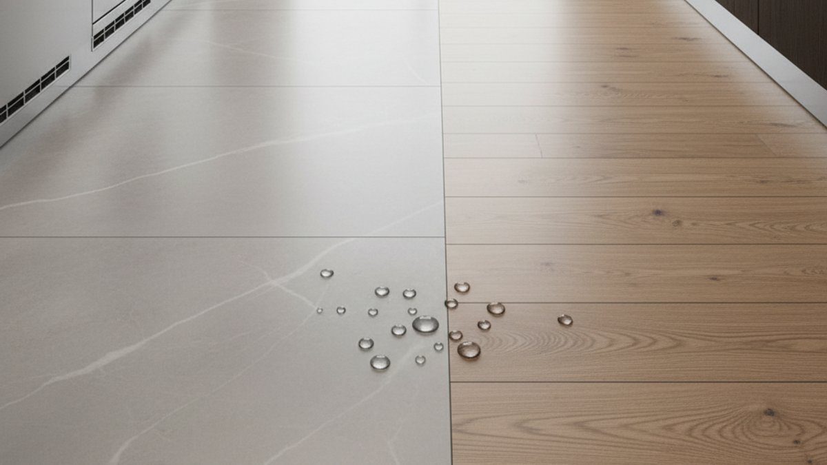 Sàn nhựa SPC trong phòng bếp hiện đại với khả năng chống nước