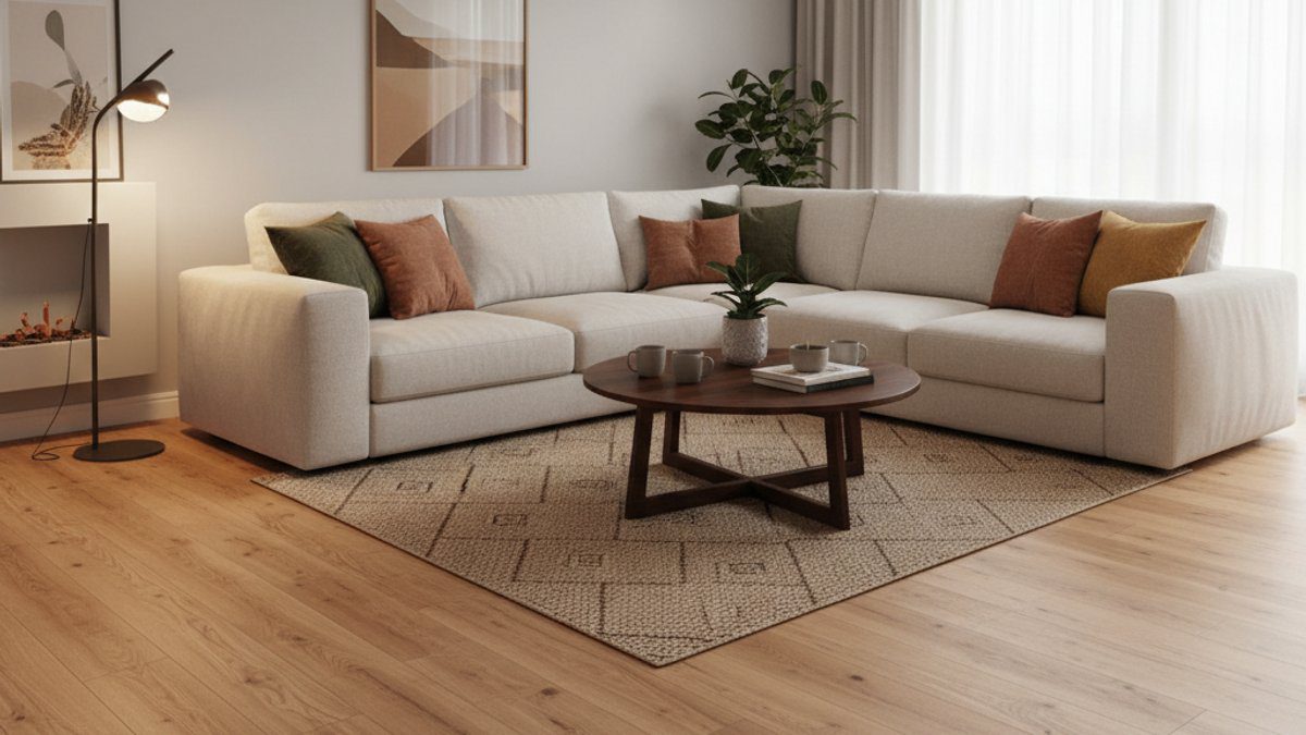 Phòng khách ấm cúng với sàn nhựa SPC