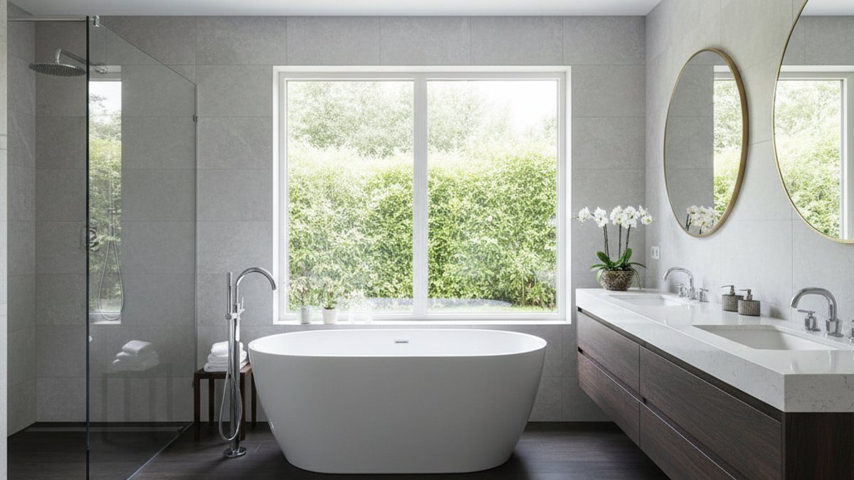 Phòng tắm sang trọng lát sàn nhựa SPC