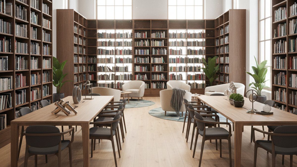 Sàn nhựa SPC trong thư viện