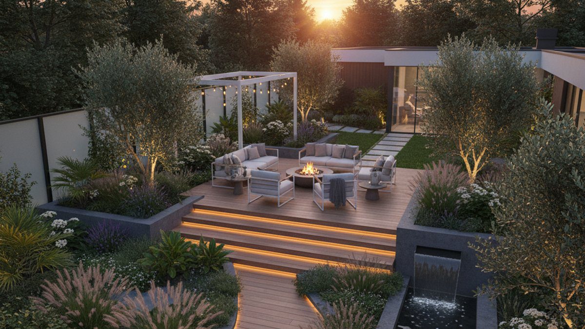 Sân vườn hoàn thiện với sàn gỗ nhựa WPC