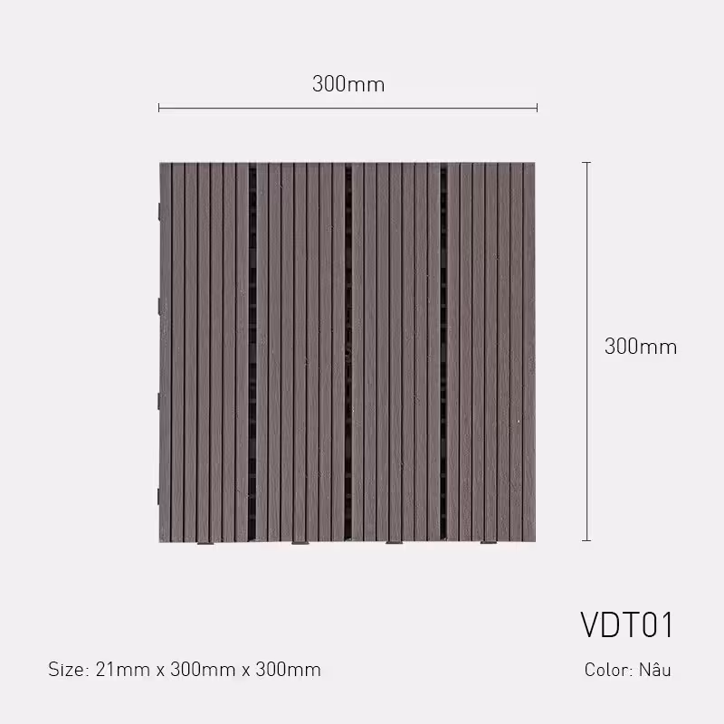 Vỉ Gỗ Nhựa Ngoài Trời VDT01-Brown Vỉ Gỗ Nhựa Ngoài Trời VDT01-Brown