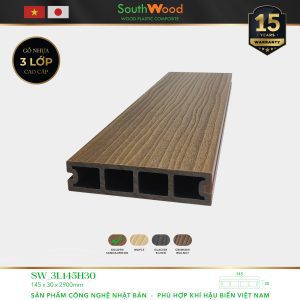 Sàn gỗ ngoài trời South Wood SW-3L145H30-Golden Sandal Woo