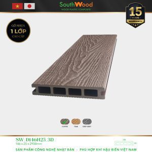 Sàn gỗ ngoài trời South Wood SW-D146H25-3D-Coffee
