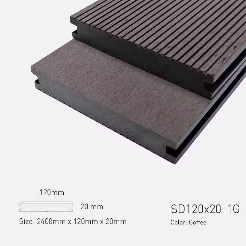 Sàn Gỗ Ngoài Trời TPWood SD120x20-1G-Coffee Sàn Gỗ Ngoài Trời TPWood SD120x20-1G-Coffee