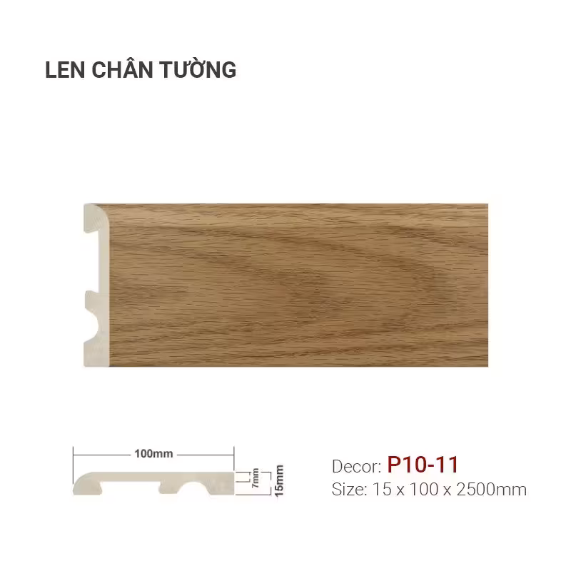 Len Chân Tường Nhựa Cao 100mm P10-11 Len Chân Tường Nhựa Cao 100mm P10-11