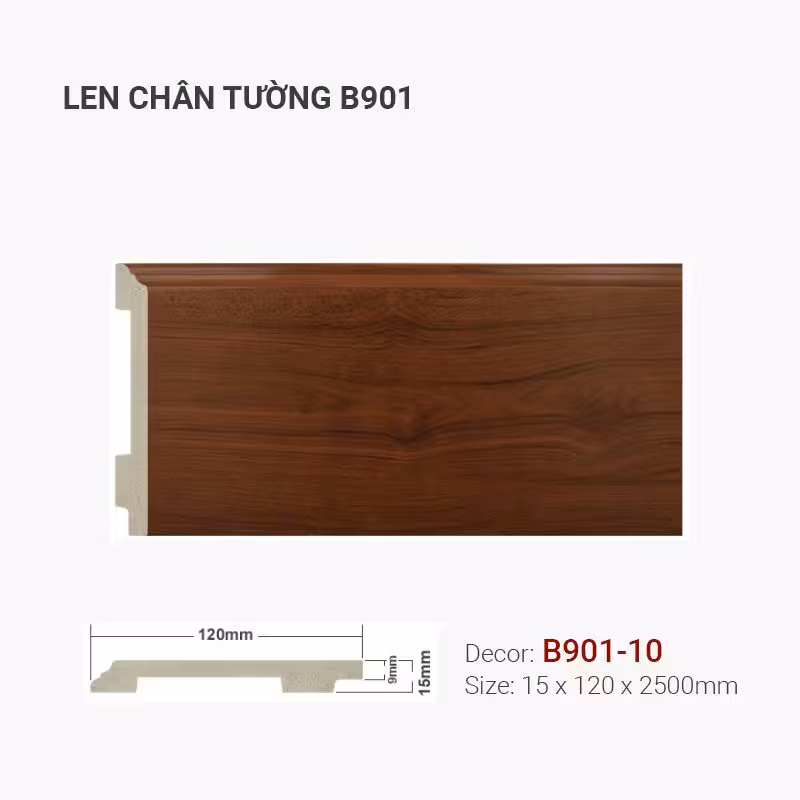 Len Chân Tường Nhựa Cao 120mm B901-10 Len Chân Tường Nhựa Cao 120mm B901-10