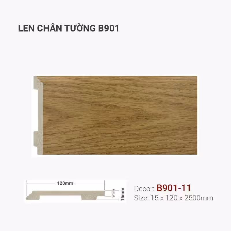 Len Chân Tường Nhựa Cao 120mm B901-11 Len Chân Tường Nhựa Cao 120mm B901-11