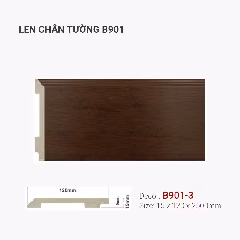 Len Chân Tường Nhựa Cao 120mm B901-3 Len Chân Tường Nhựa Cao 120mm B901-3