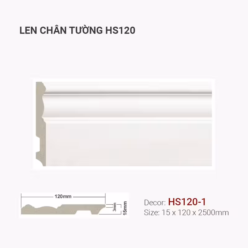 Len Chân Tường Nhựa Cao 120mm HS120-1 Len Chân Tường Nhựa Cao 120mm HS120-1