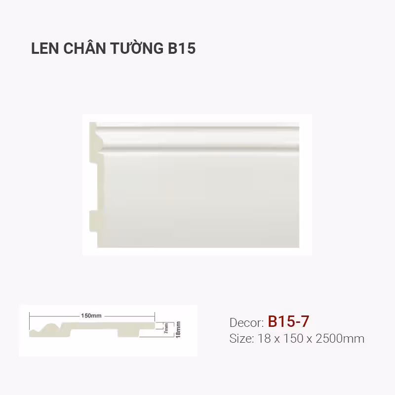 Len Chân Tường Nhựa Cao 150mm B15-7 Len Chân Tường Nhựa Cao 150mm B15-7