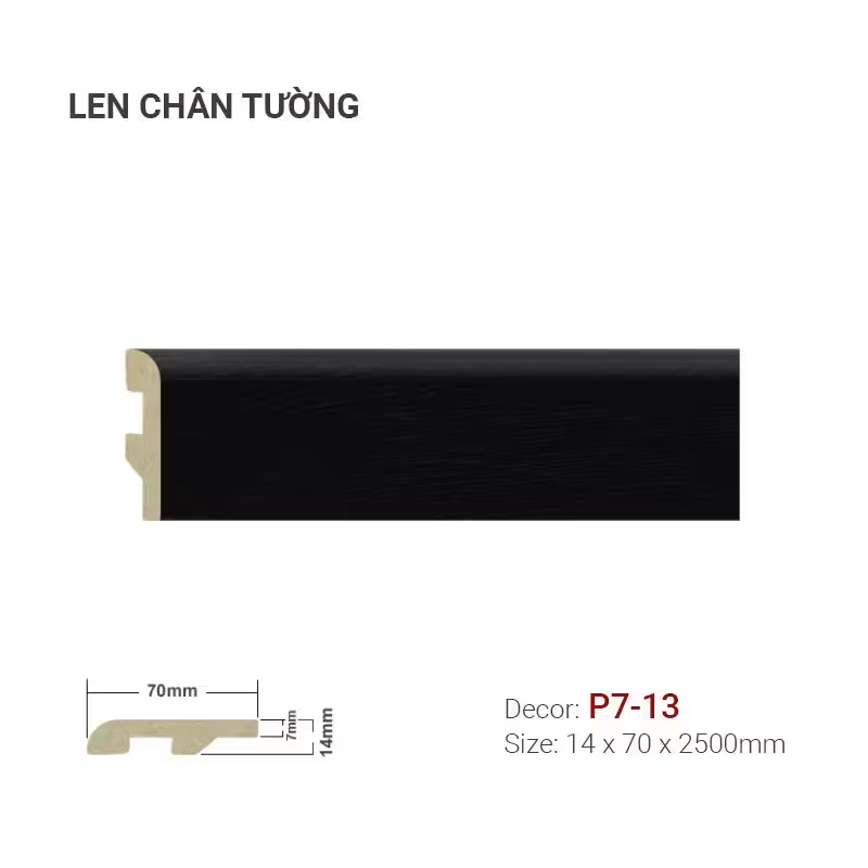 Len Chân Tường Nhựa Cao 70mm P7-13 Len Chân Tường Nhựa Cao 70mm P7-13