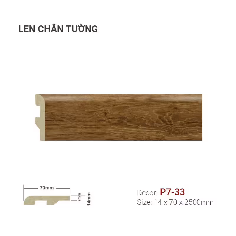 Len Chân Tường Nhựa Cao 70mm P7-33 Len Chân Tường Nhựa Cao 70mm P7-33