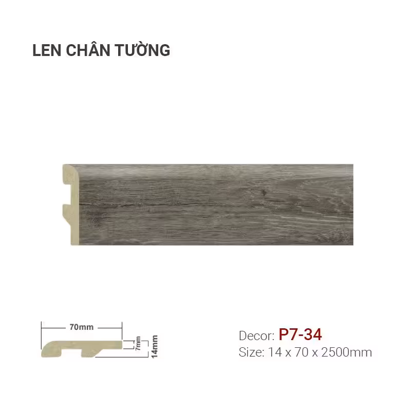 Len Chân Tường Nhựa Cao 70mm P7-34 Len Chân Tường Nhựa Cao 70mm P7-34