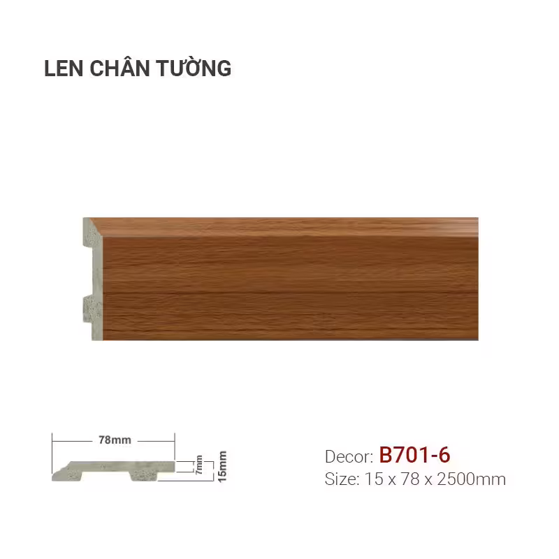 Len Chân Tường Nhựa Cao 78mm B701-6 Len Chân Tường Nhựa Cao 78mm B701-6