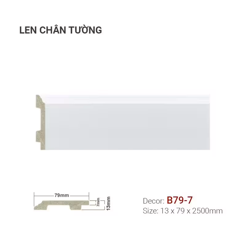 Len Chân Tường Nhựa Cao 79mm B79-7 Len Chân Tường Nhựa Cao 79mm B79-7